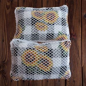 Reusable Sponge, Sunflower Buffalo Check Scrubby Dish Sponge, Set of 2